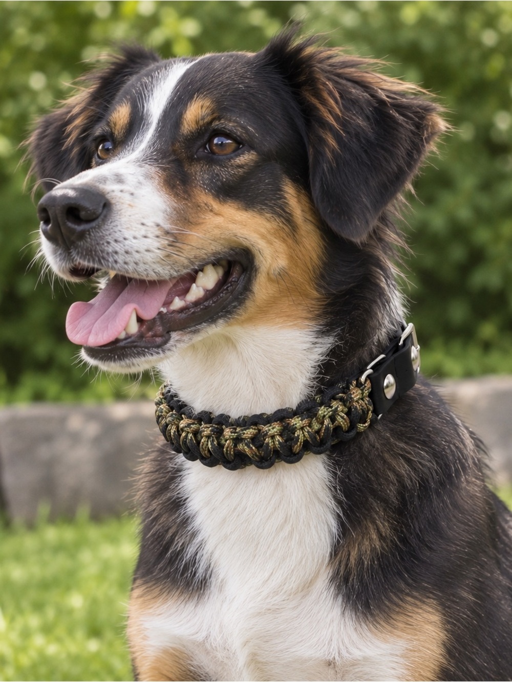 Handmade Leather & Paracord Dog Collar Adjustable Braided Olive Tan